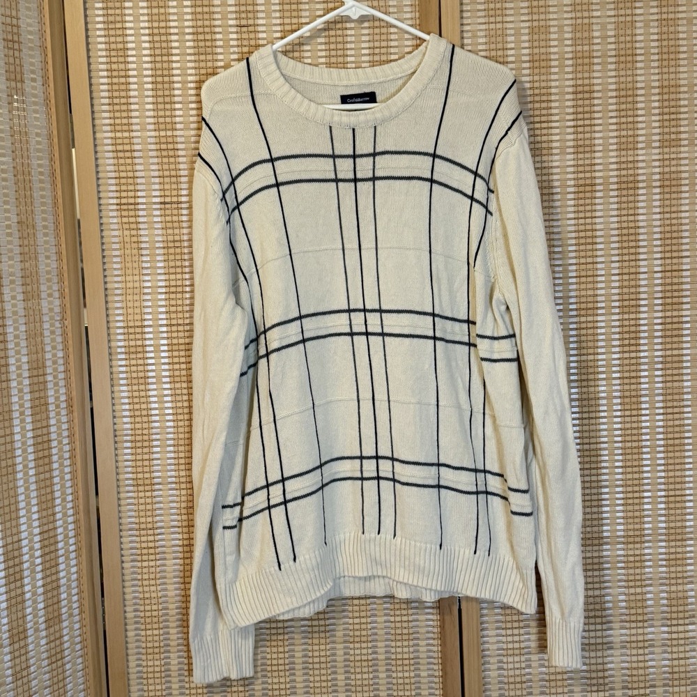 Croft & Barrow Mens L‎ Sweater Off White Crew Neck Long Sleeve Preppy Luxury